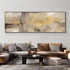 Shades Of Beige Contemporary Abstract Wide Format Wall Art Fine Art Canvas Print Picture For Bedroom Above The Bed Or Above The Sofa