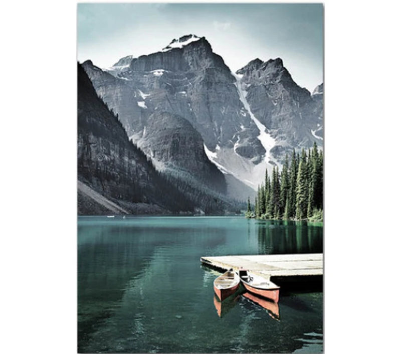 Mountain Lake Wilderness Landscape Wall Art Fine Art Canvas Prints Posters Pictures Of Calm For Living Room Dining Room Decor