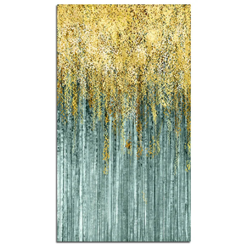 Golden Rain Abstract Auspicious Wall Art Fine Art Canvas Prints Vertical Format Pictures For Living Room Foyer Entranceway Corridor Wall Decor 2025