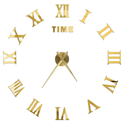 Big Wall Clock DIY 3D Self Adhesive Mirrored Acrylic Wall Clock For Kitchen Dining Room Living Room Creative Home Decor