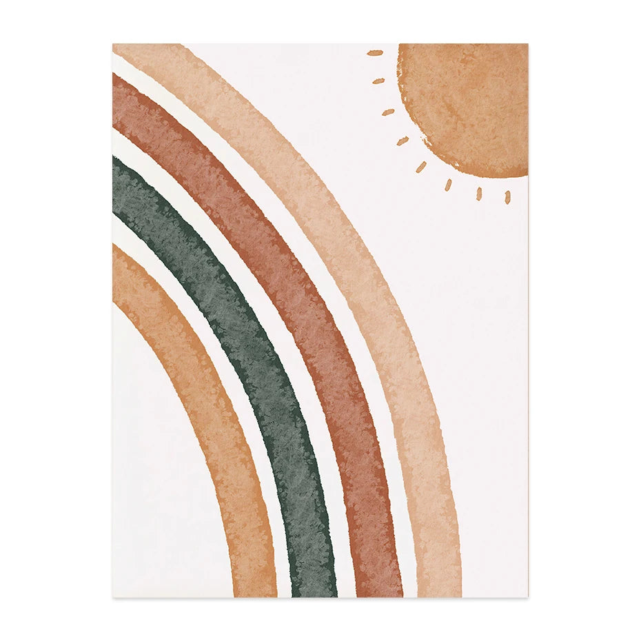 Sun & Rainbow Personalized Nordic Nursery Wall Art Fine Art Canvas Prints Customized Baby's Name Posters Prints For Kid's Room Decor