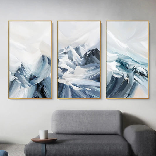 Ice Blue Mountain Wall Art Fine Art Canvas Prints Abstract Landscape Pictures For Living Room Bedroom Dining Room Hotel Room Home Office Decor