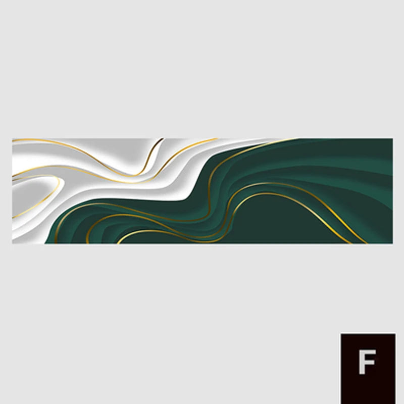 Modern Abstract Green Gray Golden Flowing Ribbon Wall Art Fine Art Canvas Prints Tall Format Pictures For Living Room Foyer Stairway Wall Decor