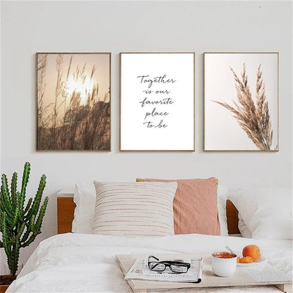 Simple Living Daily Inspirational Quotes Grasslands Landscape Wall Art Pictures For Family Living Room Bedroom Art Decor