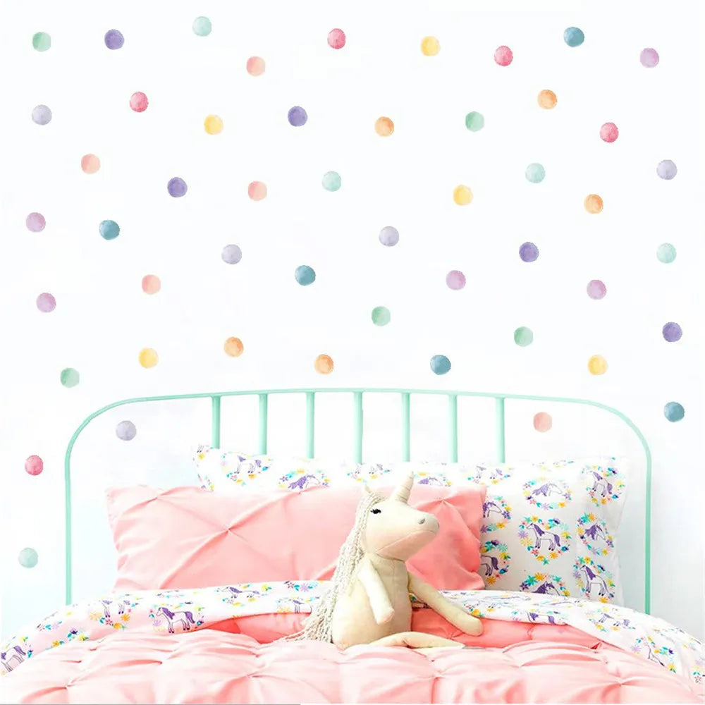 Colorful Hand Painted Polka Dots Wall Stickers For Nursery Room Removable Peel & Stick PVC Wall Decals For Kid's Room Creative DIY Home Decor