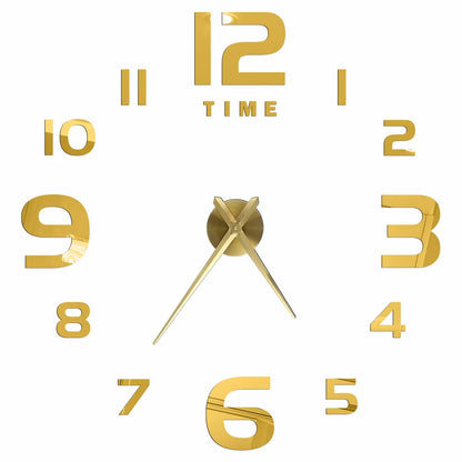 Big Wall Clock DIY 3D Self Adhesive Mirrored Acrylic Wall Clock For Kitchen Dining Room Living Room Creative Home Decor