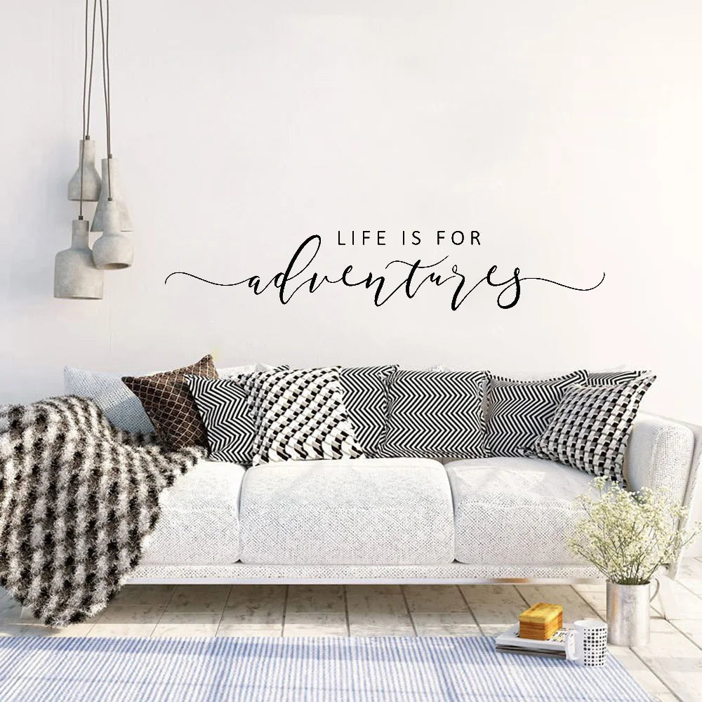 Adventures Quote Wall Sticker Removable PVC Vinyl Wall Decal Daily Mantra Decoration Inspirational Creative DIY Home Decor For Living Room Bedroom Study Room