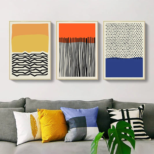 Modern Color Block Abstract Line Art Wall Art Fine Art Canvas Prints Colorful Pictures For Modern Apartment Living Room Home Office Art Decor