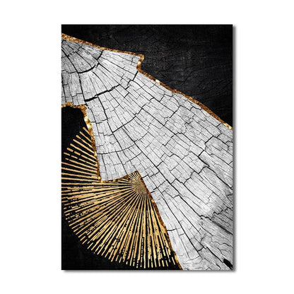 Golden Black Wood Tree Rings Wall Art Fine Art Canvas Prints Modern Abstract Pictures For Urban Loft Luxury Living Room Decor