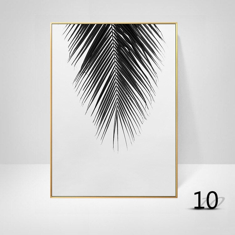 Simple Living Daily Inspirational Wall Art Black White Minimalist Tropical Leaves Pictures For Family Living Room Bedroom Art Decor