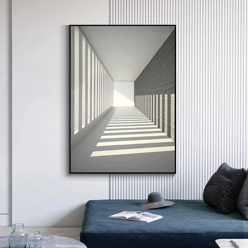 Abstract Architectural Abyss Black And White Wall Art Fine Art Canvas Prints Modern Pictures For Living Room Office Contemporary Home Decor