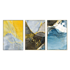 Abstract Blue Yellow Gray Marble Print Wall Art Fine Art Canvas Prints Pictures For Modern Apartment Living Room Home Office Art Decor