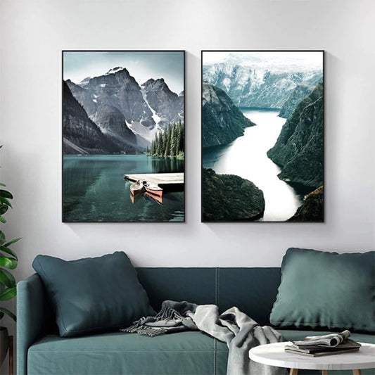 Mountain Lake Wilderness Landscape Wall Art Fine Art Canvas Prints Posters Pictures Of Calm For Living Room Dining Room Decor