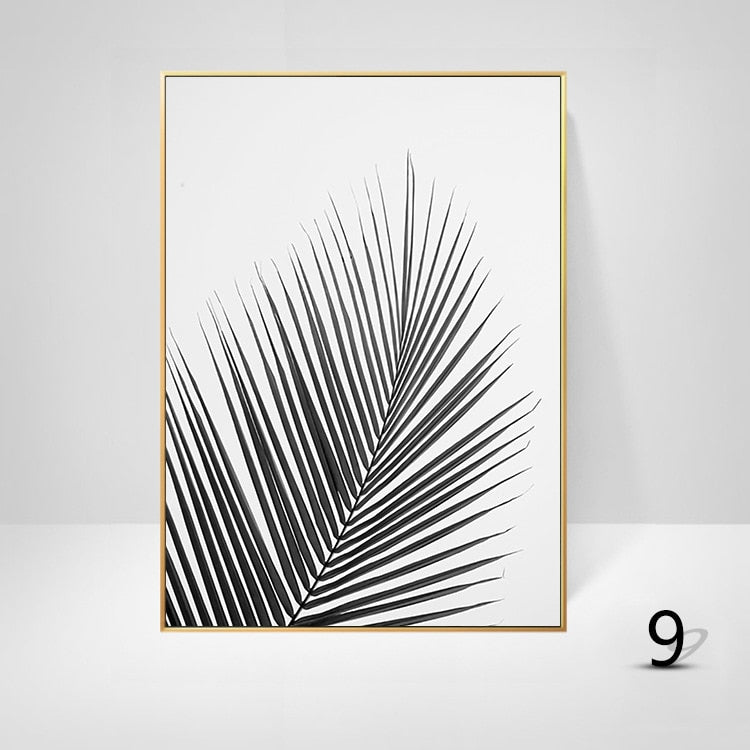 Simple Living Daily Inspirational Wall Art Black White Minimalist Tropical Leaves Pictures For Family Living Room Bedroom Art Decor