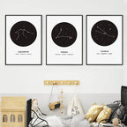 Constellation Posters Abstract Astrology Wall Art Black White Canvas Prints Each Star-Sign With 3 Traits Canvas Prints For Office Bedroom Home Decor