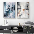 Blue Gray Contemporary Abstract Wall Art Fine Art Canvas Prints Posters Pictures For Living Room Home Office Art Decor