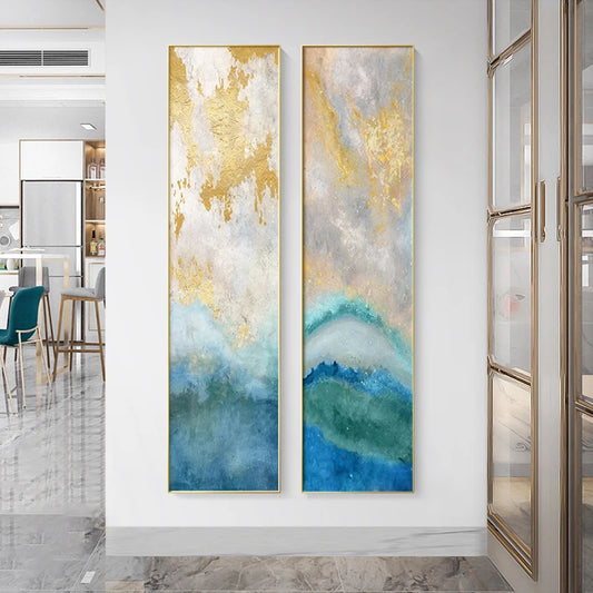 Modern Abstract Nordic Seascape Wall Art Fine Art Canvas Prints Vertical Format Pictures For Entranceway Foyer Living Room Home Office Art Decor