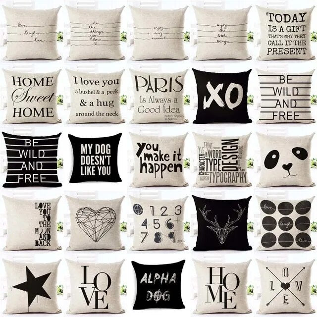 Home Sweet Home Cute Quotes Typographic Linen Cushion Covers for Living Room Sofa Throw Pillow Cases Simple Natural Modern Home Decor