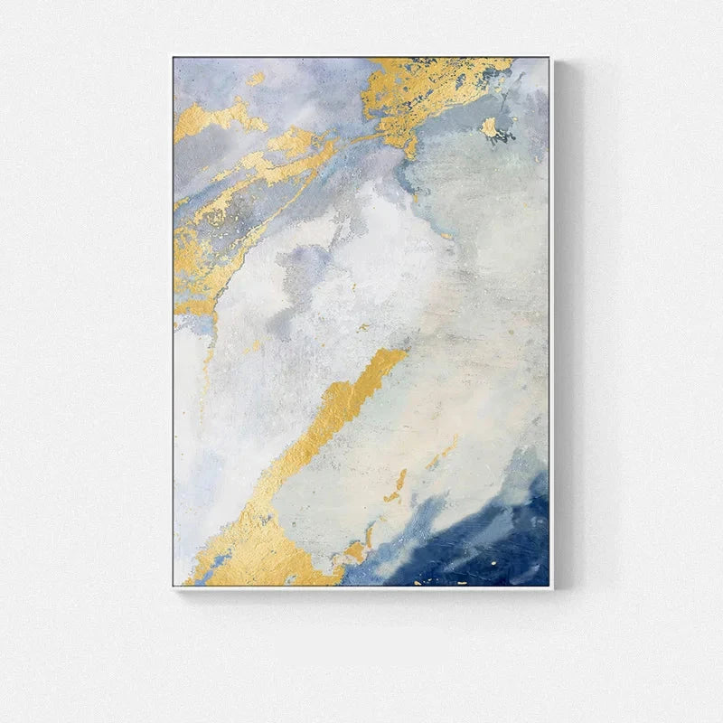 Blue Golden Ocean Spray Seascape Abstract Wall Art Fine Art Canvas Prints Marble Pictures For Living Room Dining Room Art For Contemporary Interiors