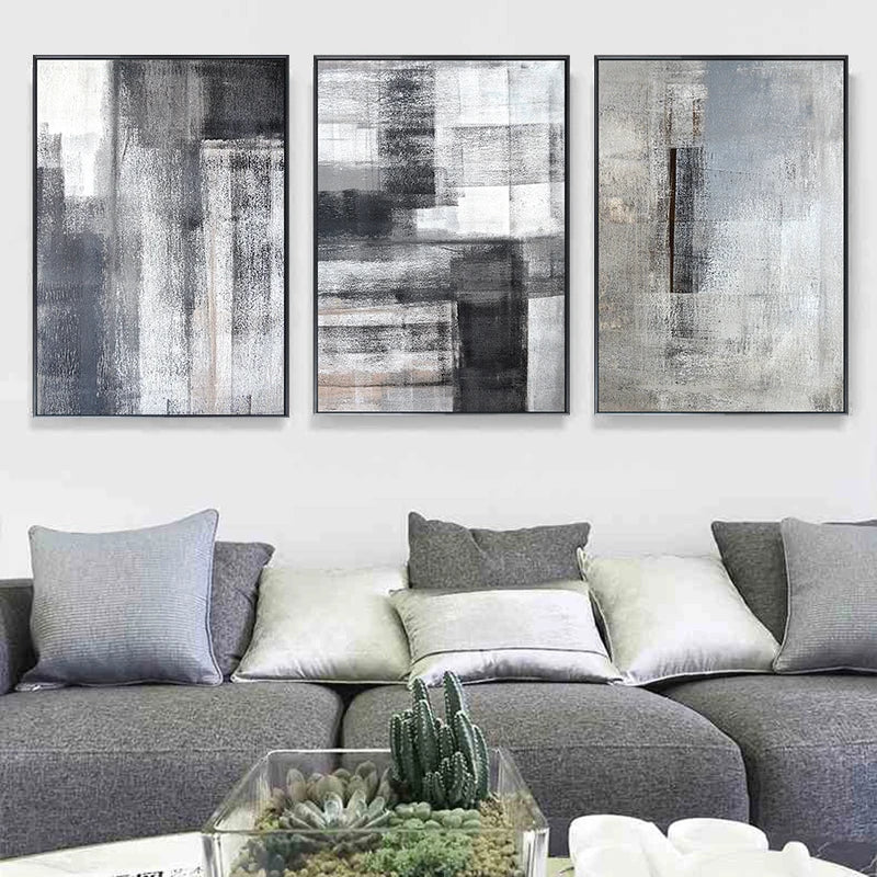 Black White Grey Urban Abstract Wall Art Fine Art Canvas Prints Pictures For Loft Apartment Living Room Dining Room Foyer Art For Modern Living