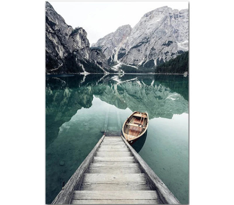 Mountain Lake Wilderness Landscape Wall Art Fine Art Canvas Prints Posters Pictures Of Calm For Living Room Dining Room Decor