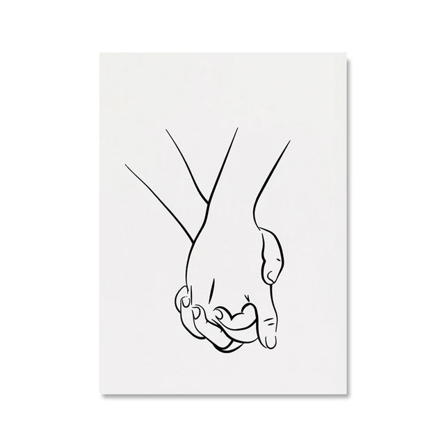 Romantic Lovers Minimalist Figure Art Line Art Wall Art Fine Art Canvas Prints Pictures For Bedroom Living Room Home Office Decor