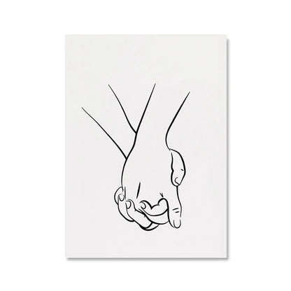 Romantic Lovers Minimalist Figure Art Line Art Wall Art Fine Art Canvas Prints Pictures For Bedroom Living Room Home Office Decor