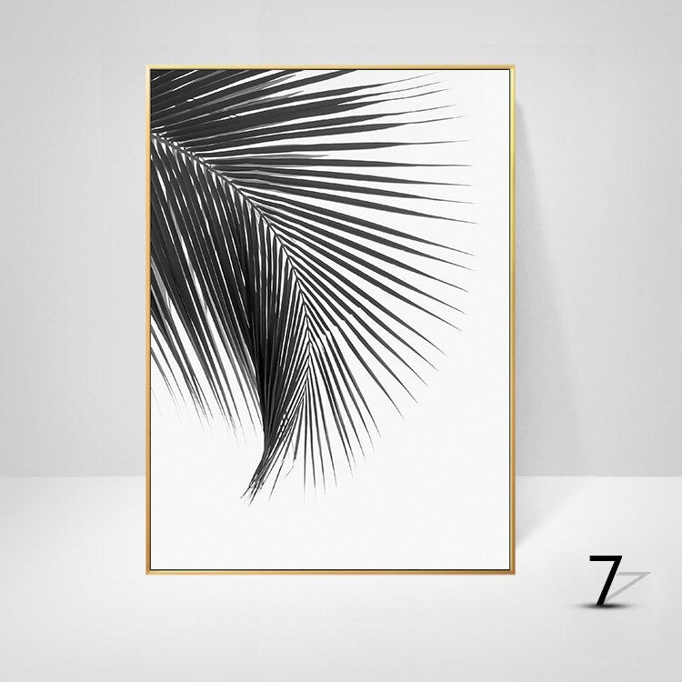Simple Living Daily Inspirational Wall Art Black White Minimalist Tropical Leaves Pictures For Family Living Room Bedroom Art Decor