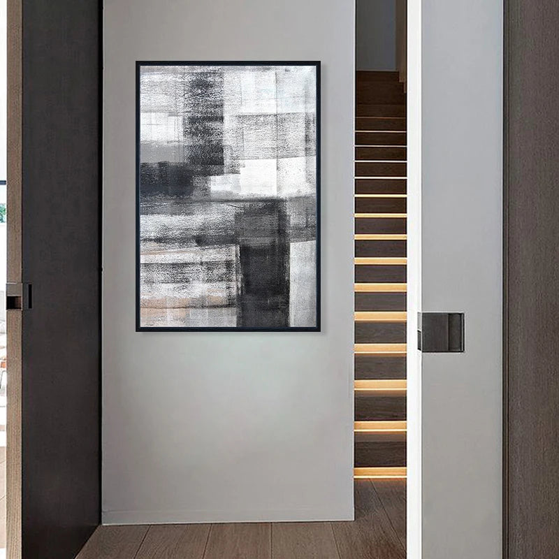 Black White Grey Urban Abstract Wall Art Fine Art Canvas Prints Pictures For Loft Apartment Living Room Dining Room Foyer Art For Modern Living