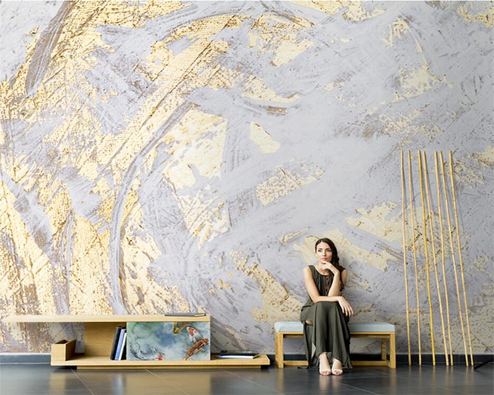 Nordic Marble Pattern Large Format Wall Mural Wallcovering Big Size Art Decor Wallpaper For Living Room TV Background Art For Living Room