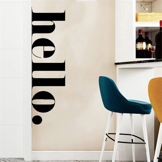Big Hello Wall Sticker Modern Typography Welcome Signage Removable Peel and Stick PVC Vinyl Wall Decal For Foyer Entrance Hallway Creative DIY Wall Decor