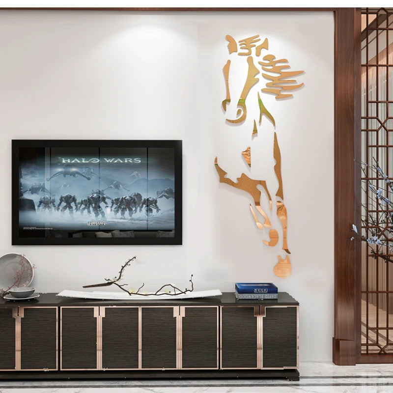 Acrylic 3d Horse Wall Sticker Removable Decal For Living Room Dining Room Entranceway Foyer Wall Decoration Creative DIY Home Decor