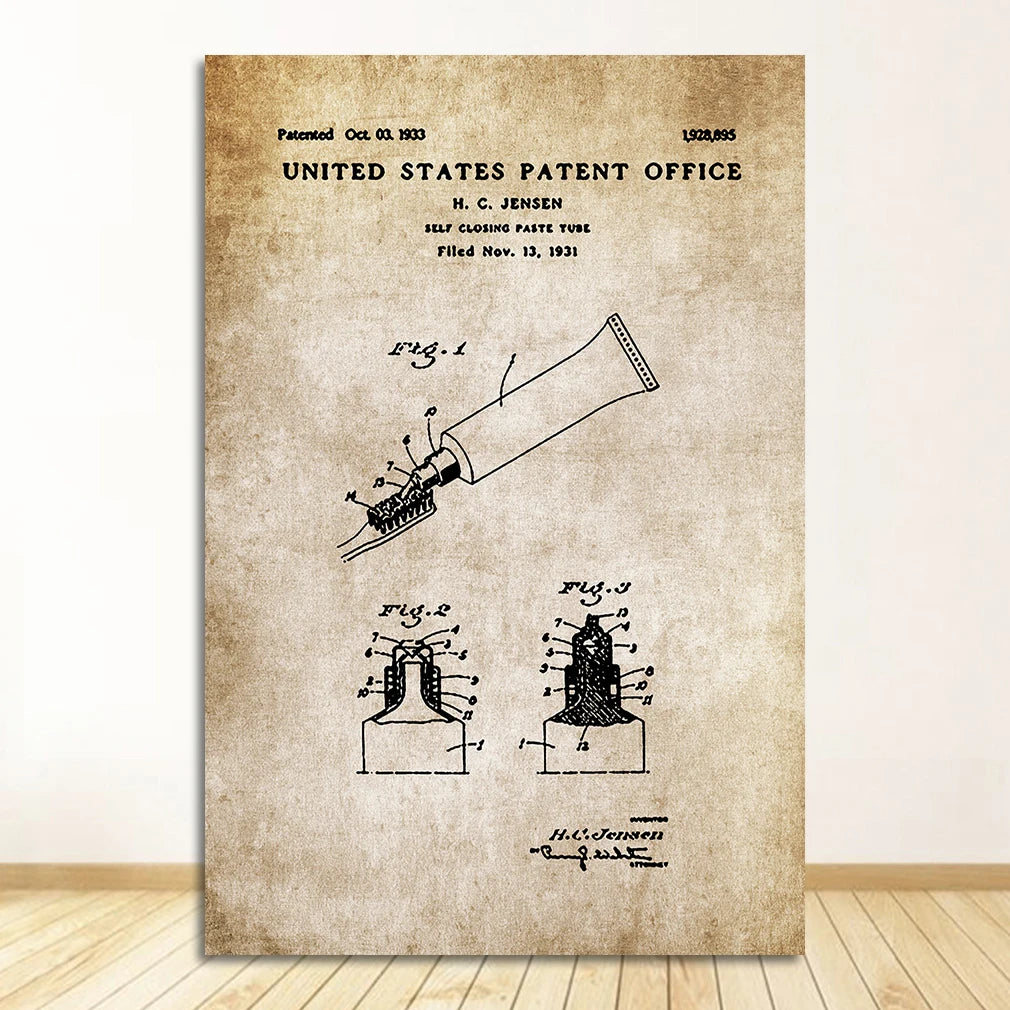 Loo Paper Bathroom Vintage Patent Poster Wall Art Beige Black Fine Art Canvas Prints Pictures For Bathroom Washroom Wall Decor 2025