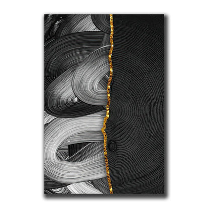 Golden Black Wood Tree Rings Wall Art Fine Art Canvas Prints Modern Abstract Pictures For Urban Loft Luxury Living Room Decor