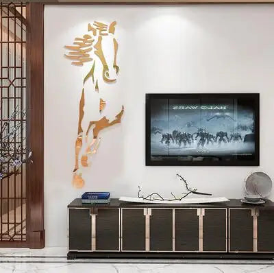 Acrylic 3d Horse Wall Sticker Removable Decal For Living Room Dining Room Entranceway Foyer Wall Decoration Creative DIY Home Decor