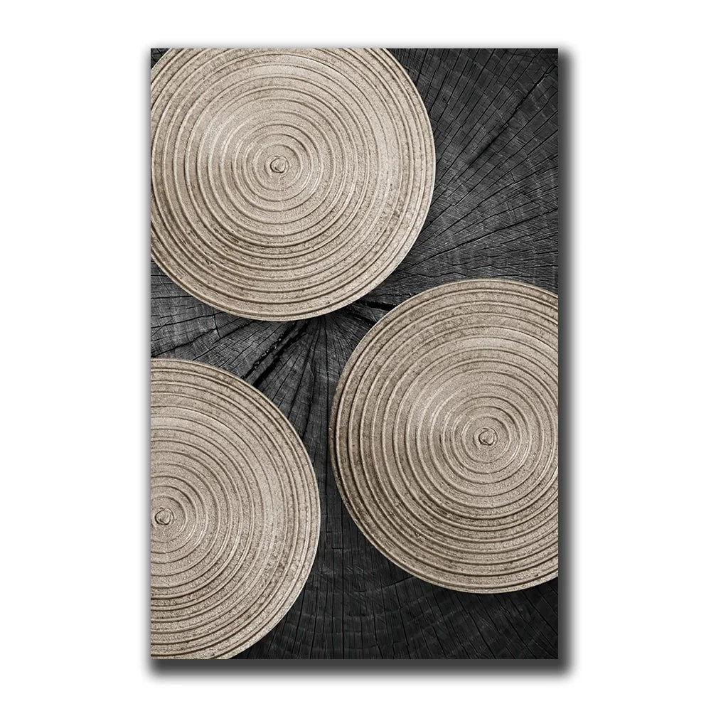 Golden Black Wood Tree Rings Wall Art Fine Art Canvas Prints Modern Abstract Pictures For Urban Loft Luxury Living Room Decor