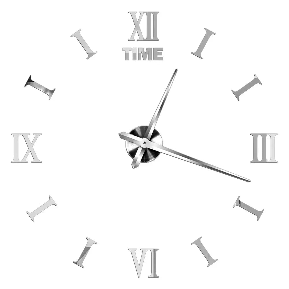 Big Wall Clock DIY 3D Self Adhesive Mirrored Acrylic Wall Clock For Kitchen Dining Room Living Room Creative Home Decor