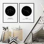 Constellation Posters Abstract Astrology Wall Art Black White Canvas Prints Each Star-Sign With 3 Traits Canvas Prints For Office Bedroom Home Decor