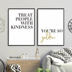 Black White Golden Affirmations Posters Wall Art Fine Art Canvas Prints Minimalist Quotations Wall Decor For Living Room Simple Bedroom Art