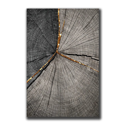 Golden Black Wood Tree Rings Wall Art Fine Art Canvas Prints Modern Abstract Pictures For Urban Loft Luxury Living Room Decor