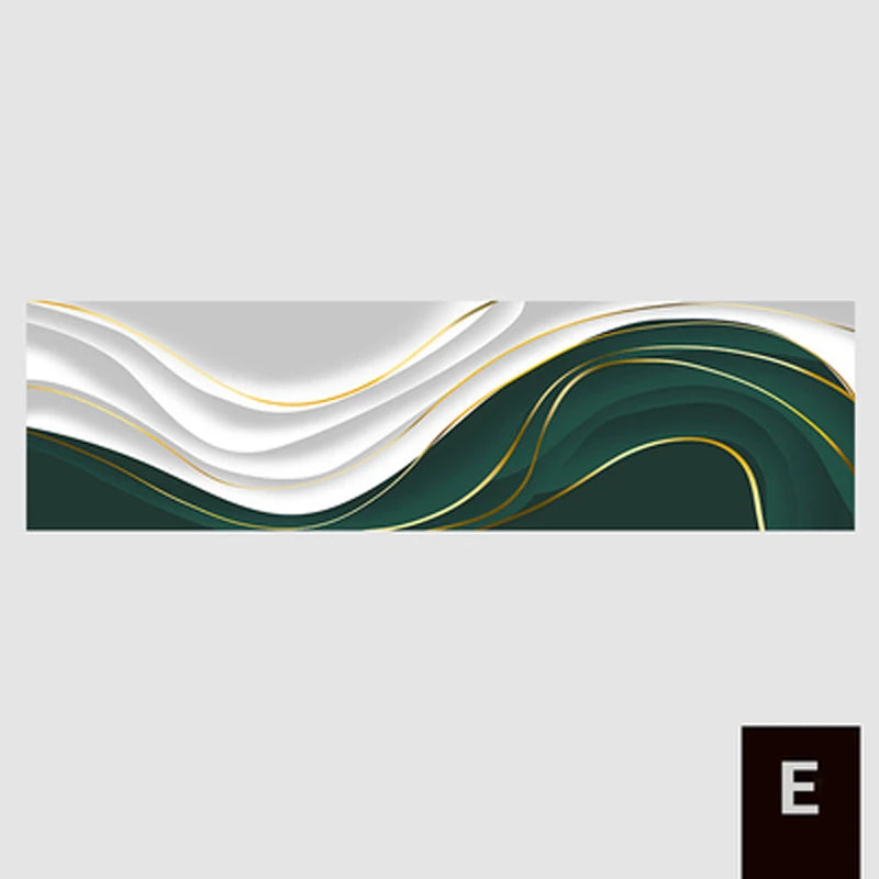 Modern Abstract Green Gray Golden Flowing Ribbon Wall Art Fine Art Canvas Prints Tall Format Pictures For Living Room Foyer Stairway Wall Decor