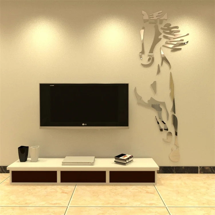 Acrylic 3d Horse Wall Sticker Removable Decal For Living Room Dining Room Entranceway Foyer Wall Decoration Creative DIY Home Decor