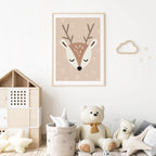 Cute Fawn Deer Wild One Rainbow Nursery Wall Art Fine Art Canvas Prints Nordic Pictures For Nursery Room Baby's Bedroom Wall Art Decor