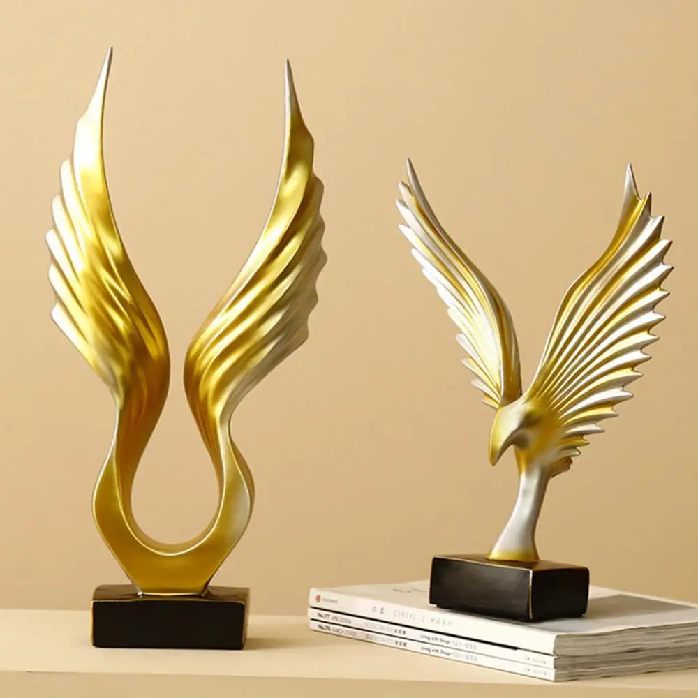 Golden Angel Wings Sculpture Hand Crafted Resin Statue For Living Room Coffee Table Sideboard Mantelpiece Light Luxury Nordic Home Decor Accessories