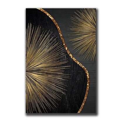 Golden Black Wood Tree Rings Wall Art Fine Art Canvas Prints Modern Abstract Pictures For Urban Loft Luxury Living Room Decor