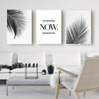 Simple Living Daily Inspirational Wall Art Black White Minimalist Tropical Leaves Pictures For Family Living Room Bedroom Art Decor