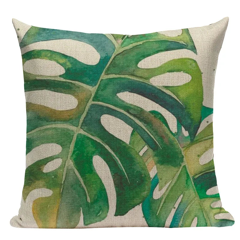 Natural Rainforest Green Tropical Leaves Printed Cushion Covers 45x45cm Pillow Cases For Sofa Throw Cushions Green Natural Hues Living Room Decor