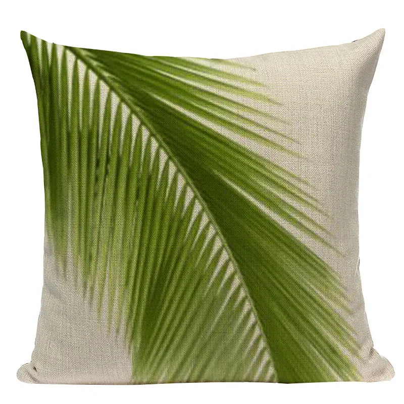 Natural Rainforest Green Tropical Leaves Printed Cushion Covers 45x45cm Pillow Cases For Sofa Throw Cushions Green Natural Hues Living Room Decor