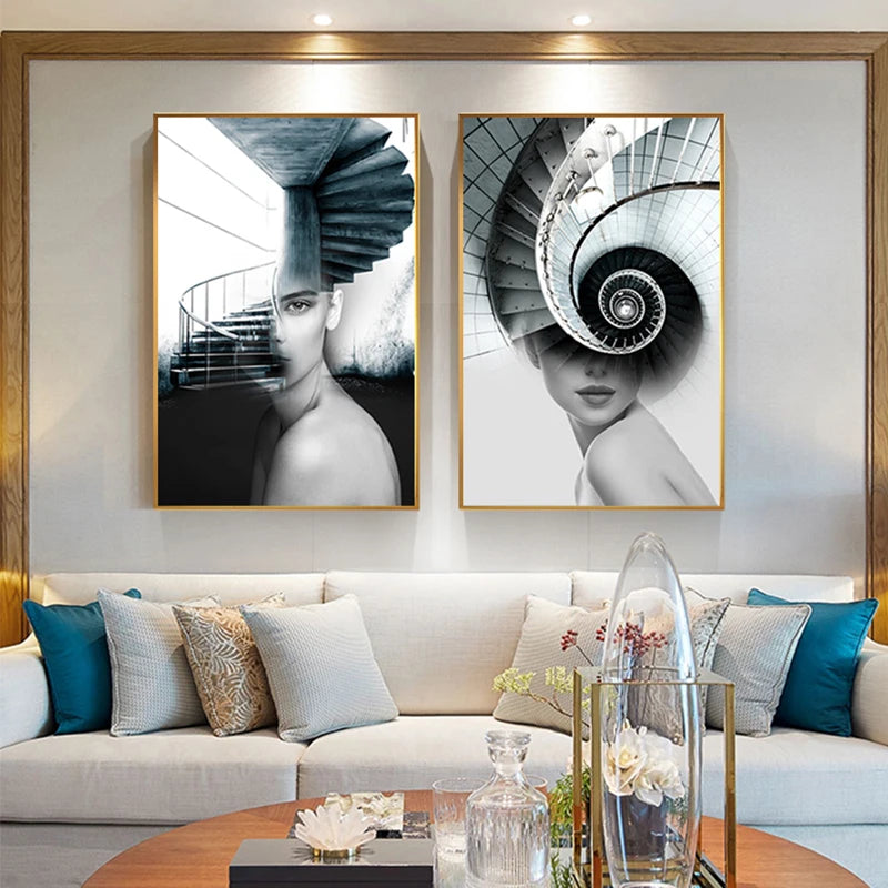 Abstract Fashion Architectural Fashion Wall Art Fine Art Canvas Prints Pictures For Modern Apartment Living Room Home Office Decor