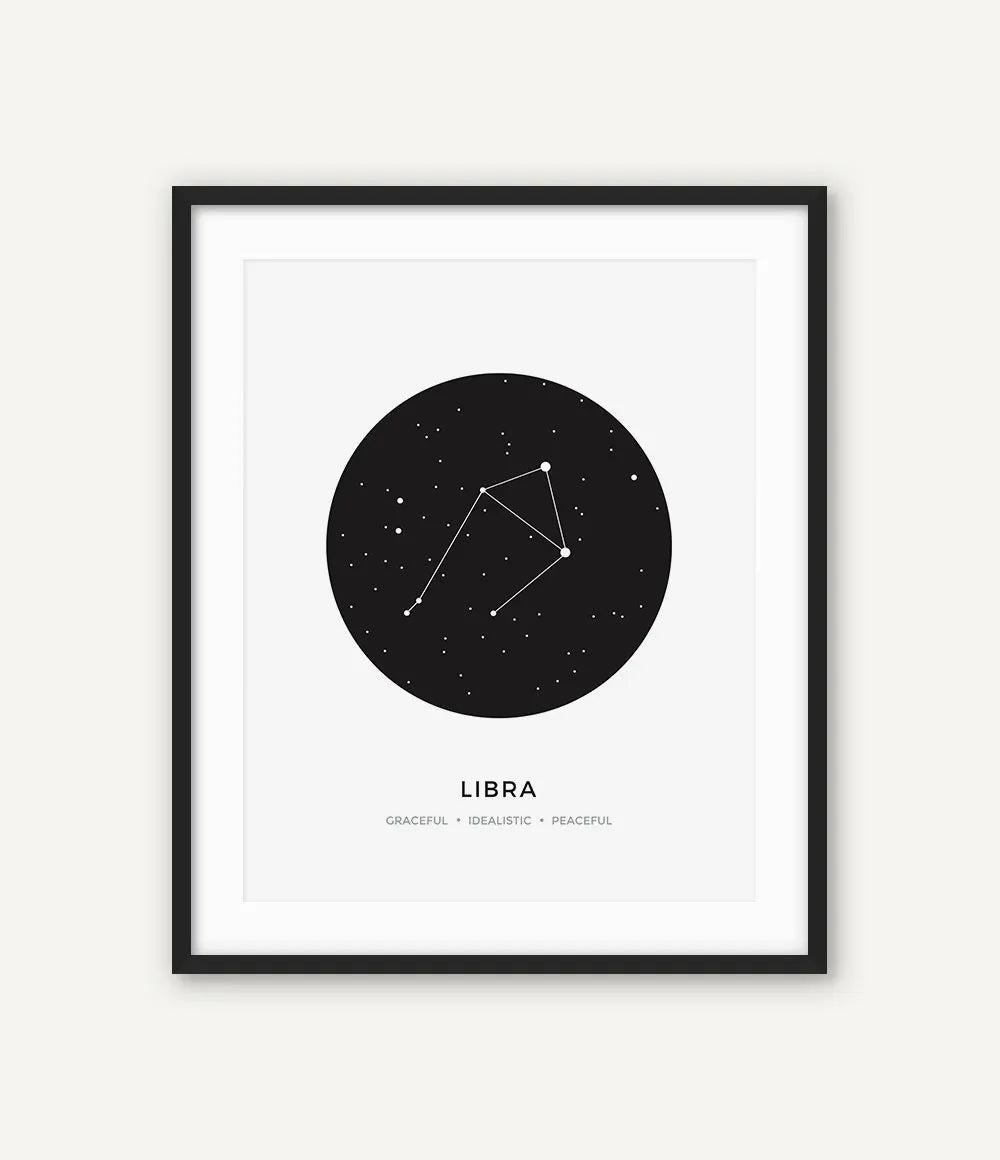 Constellation Posters Abstract Astrology Wall Art Black White Canvas Prints Each Star-Sign With 3 Traits Canvas Prints For Office Bedroom Home Decor